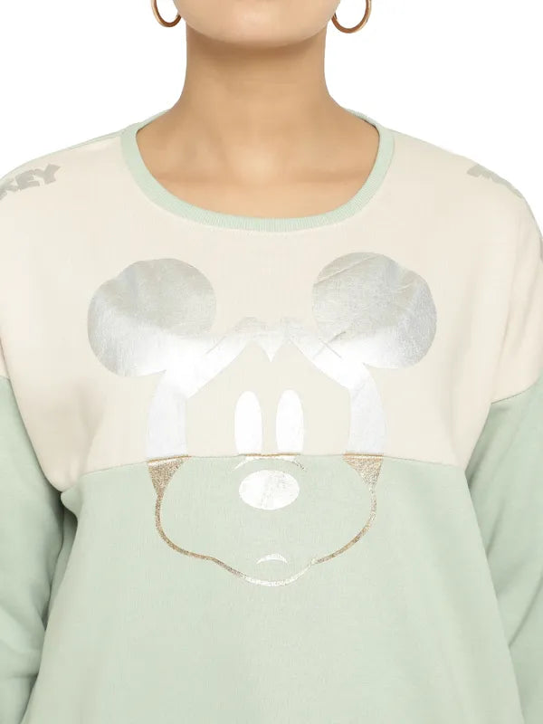 Mettle Women Green Printed Sweatshirt