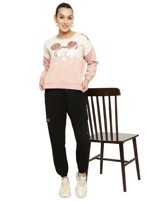 Mettle Women Pink Printed Sweatshirt