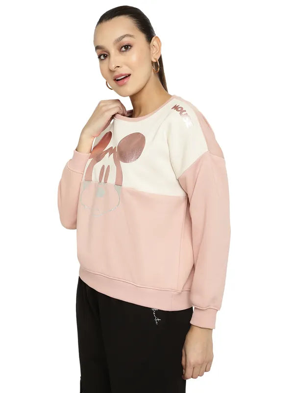 Mettle Women Pink Printed Sweatshirt