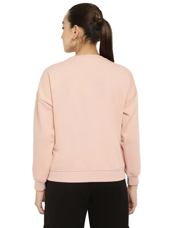 Mettle Women Pink Printed Sweatshirt