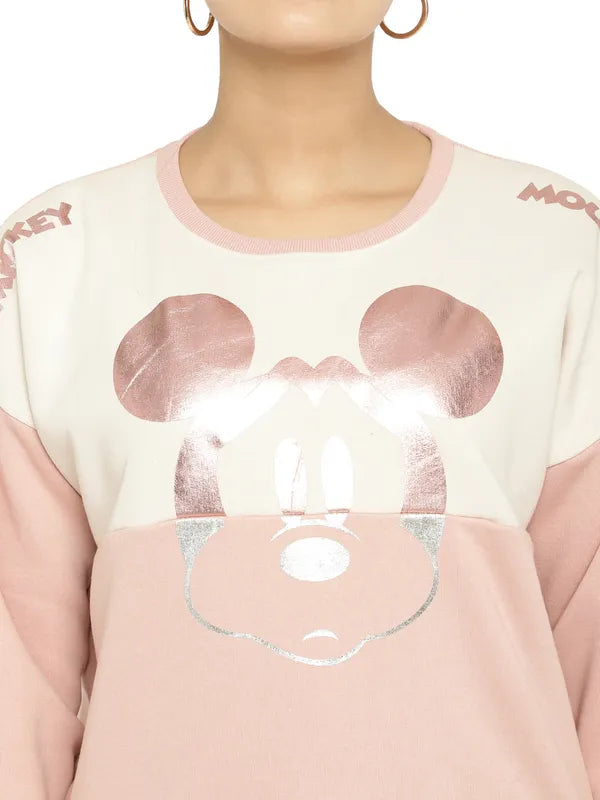 Mettle Women Pink Printed Sweatshirt