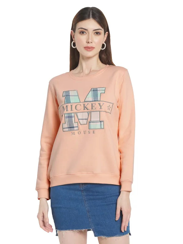 Mettle Women Peach-Coloured Printed Sweatshirt