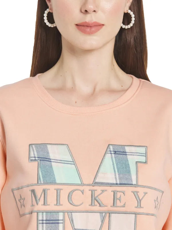 Mettle Women Peach-Coloured Printed Sweatshirt