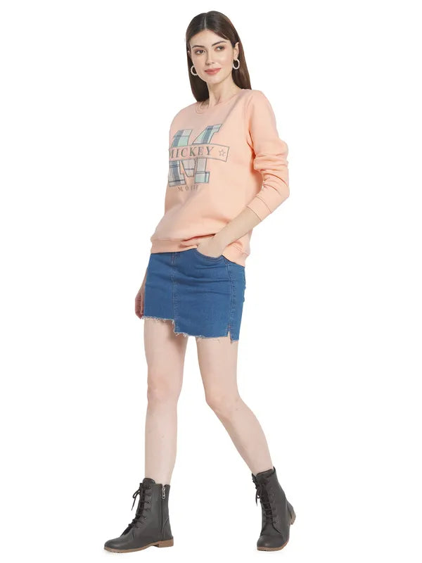 Mettle Women Peach-Coloured Printed Sweatshirt