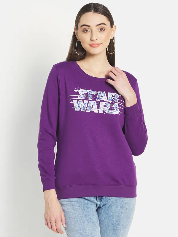 Mettle Women Purple Printed Sweatshirt