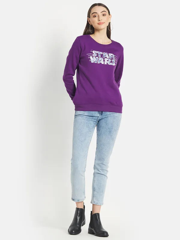 Mettle Women Purple Printed Sweatshirt