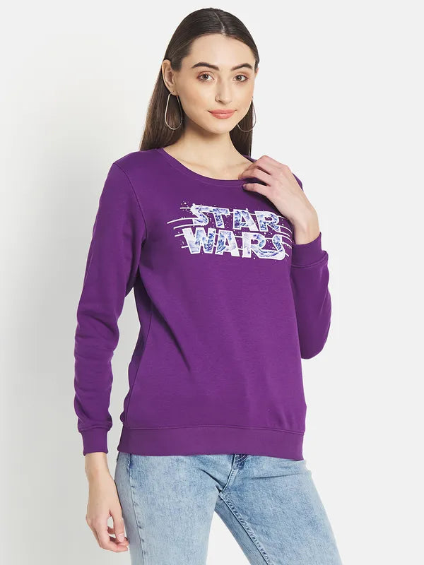 Mettle Women Purple Printed Sweatshirt