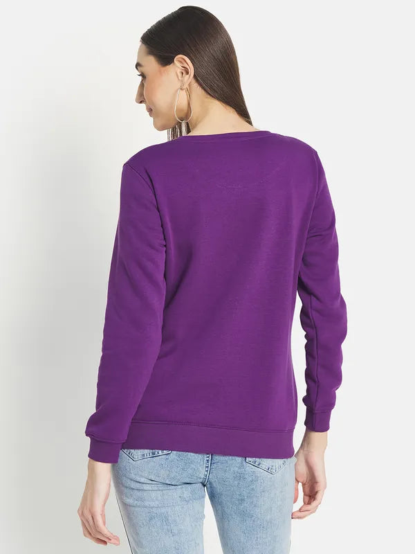 Mettle Women Purple Printed Sweatshirt