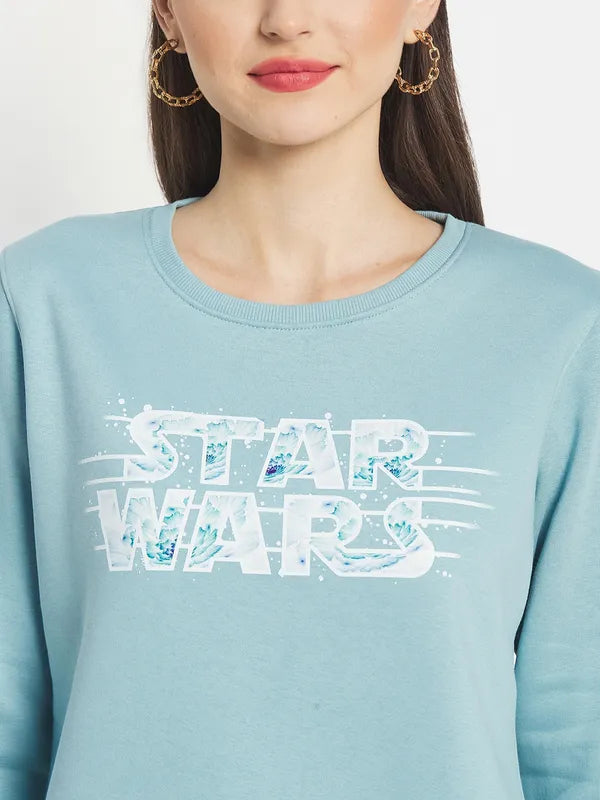 Mettle Women Blue Printed Sweatshirt