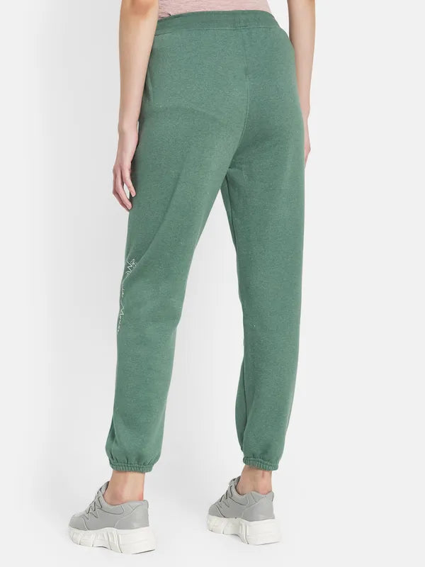 Mettle Women Olive-Coloured Solid Cotton Joggers