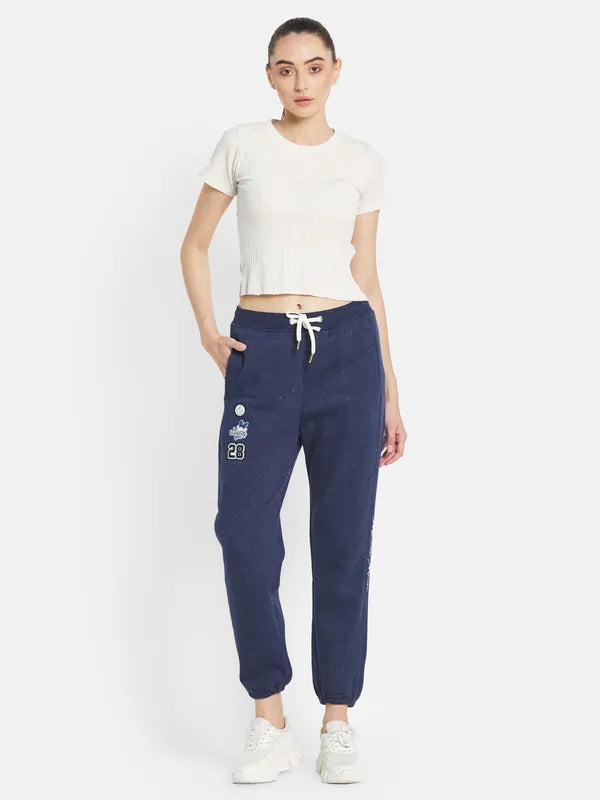 Mettle Women Blue Printed Cotton Jogger