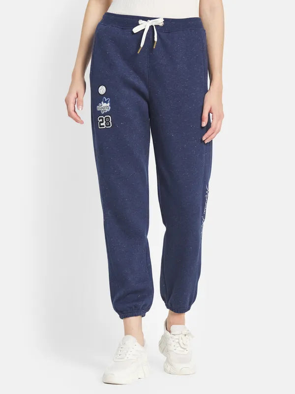 Mettle Women Blue Printed Cotton Jogger