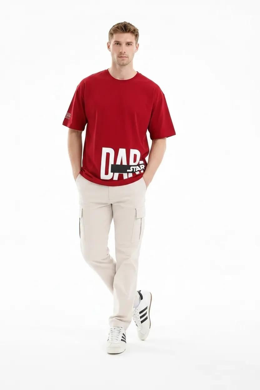 Men Brick Typography Printed Drop-Shoulder Sleeves T-shirt