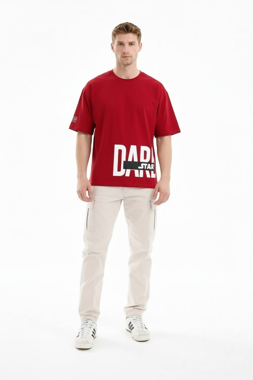 Men Brick Typography Printed Drop-Shoulder Sleeves T-shirt