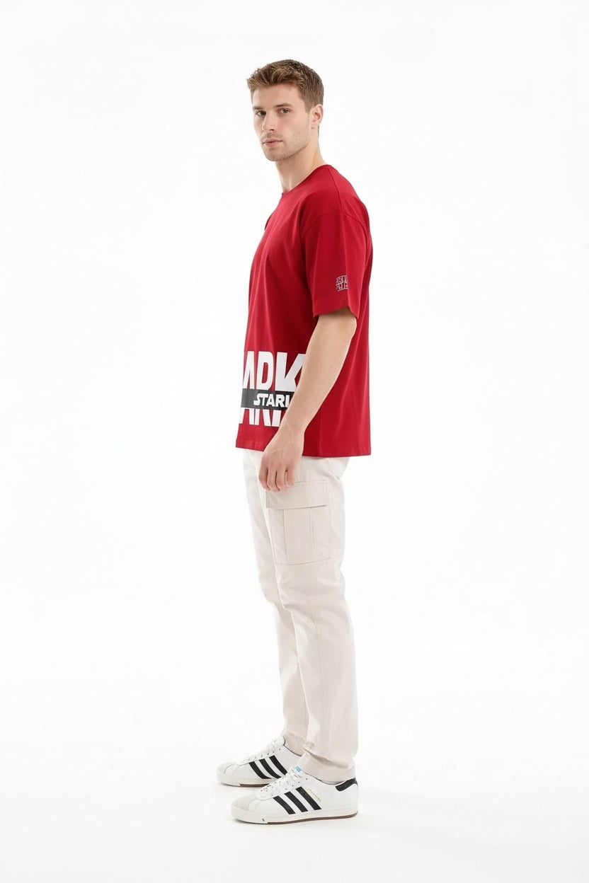 Men Brick Typography Printed Drop-Shoulder Sleeves T-shirt