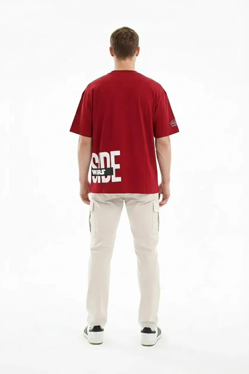 Men Brick Typography Printed Drop-Shoulder Sleeves T-shirt