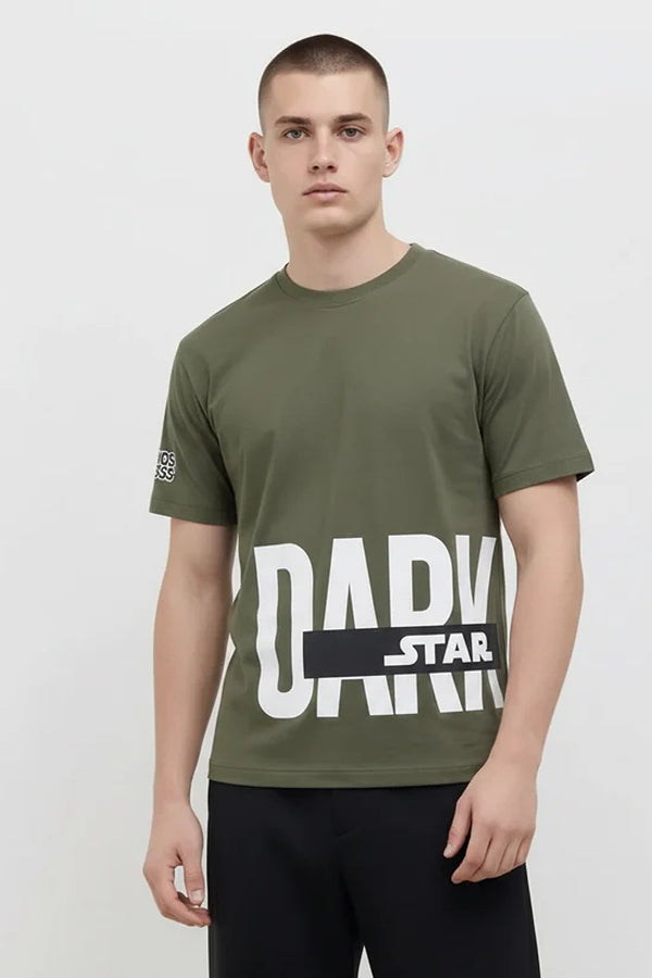 Men Typography Printed Round Neck Cotton T-shirt