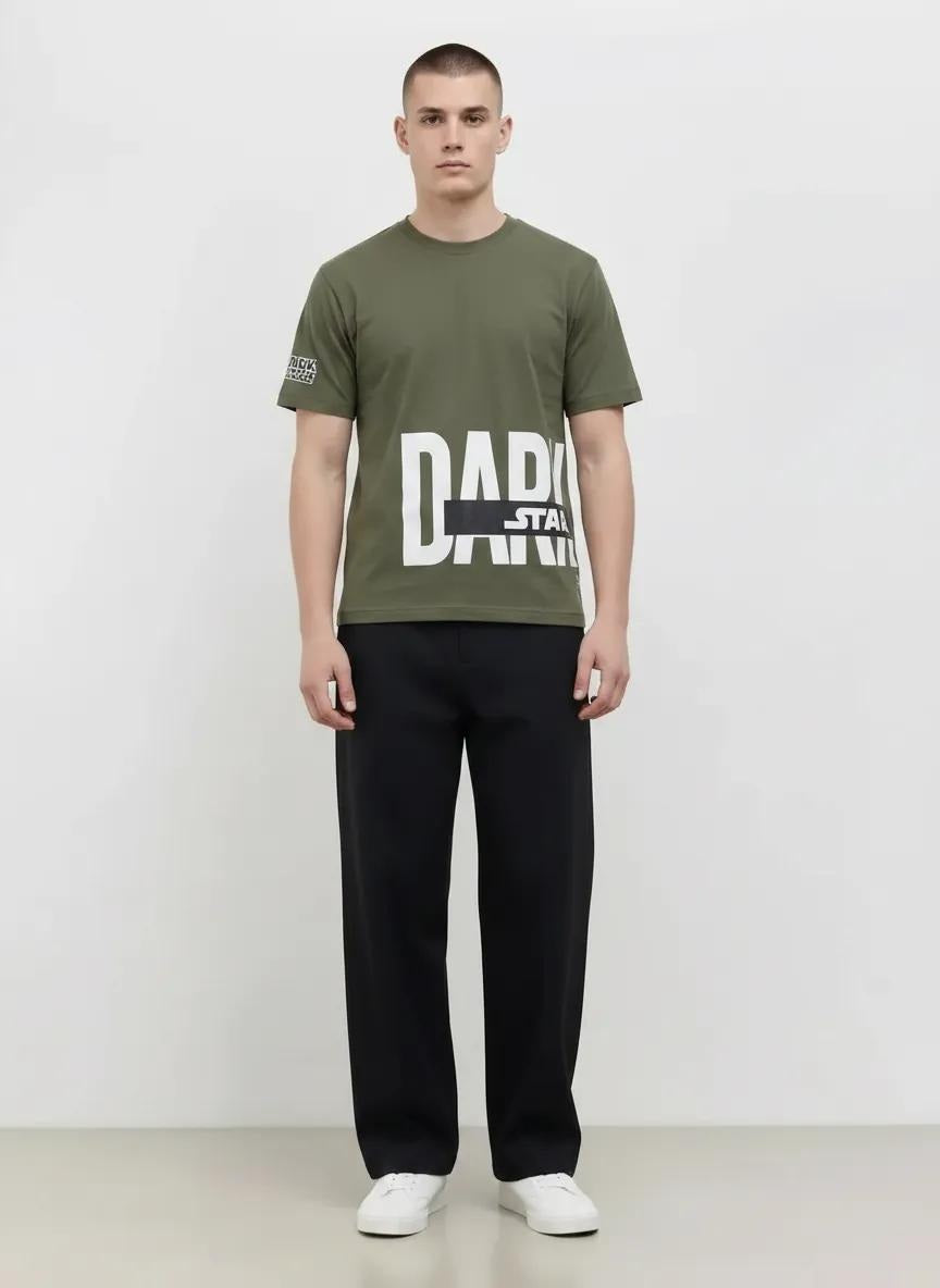 Men Four Leaf Typography Printed Round Neck Cotton T-shirt