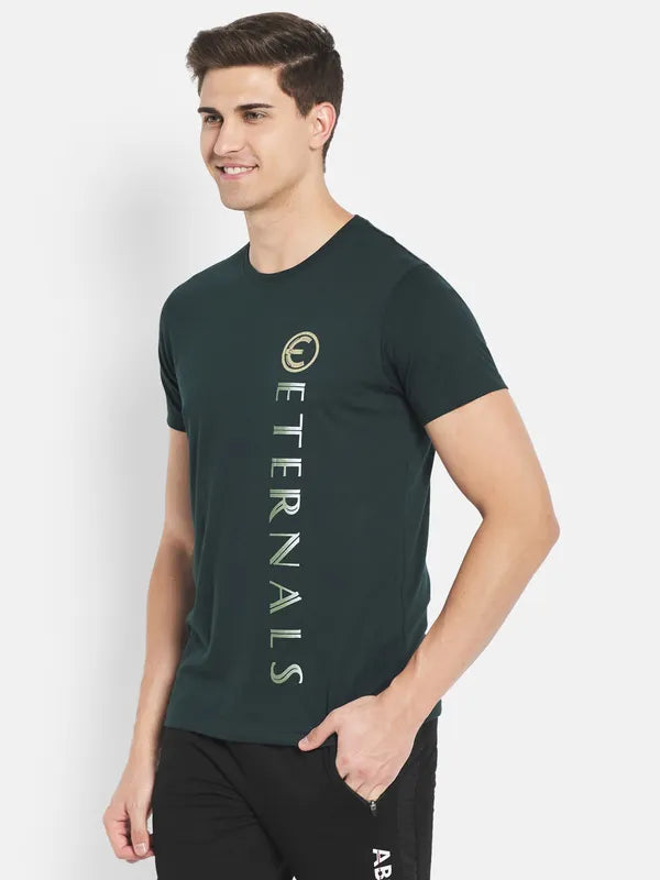 Octave Men Green Typography Printed Applique T-Shirt