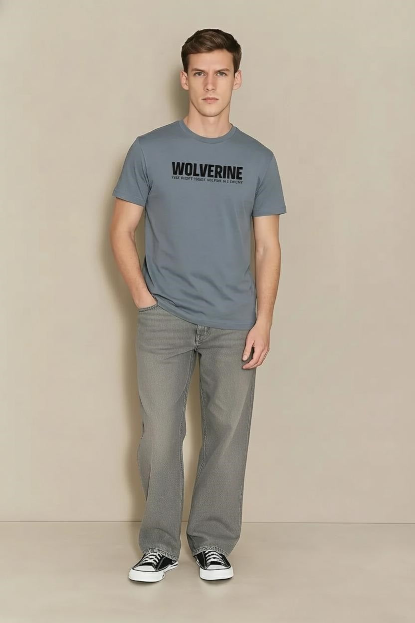 Men Storm Typography Printed Round Neck Cotton T-shirt