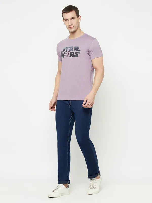 Octave Men Purple Typography Star Wars Printed Raw Edge T-Shirt