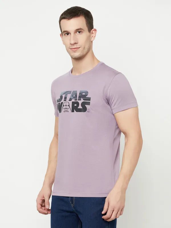 Octave Men Purple Typography Star Wars Printed Raw Edge T-Shirt