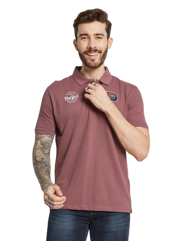 Octave Men Polo Collar Applique T-Shirt