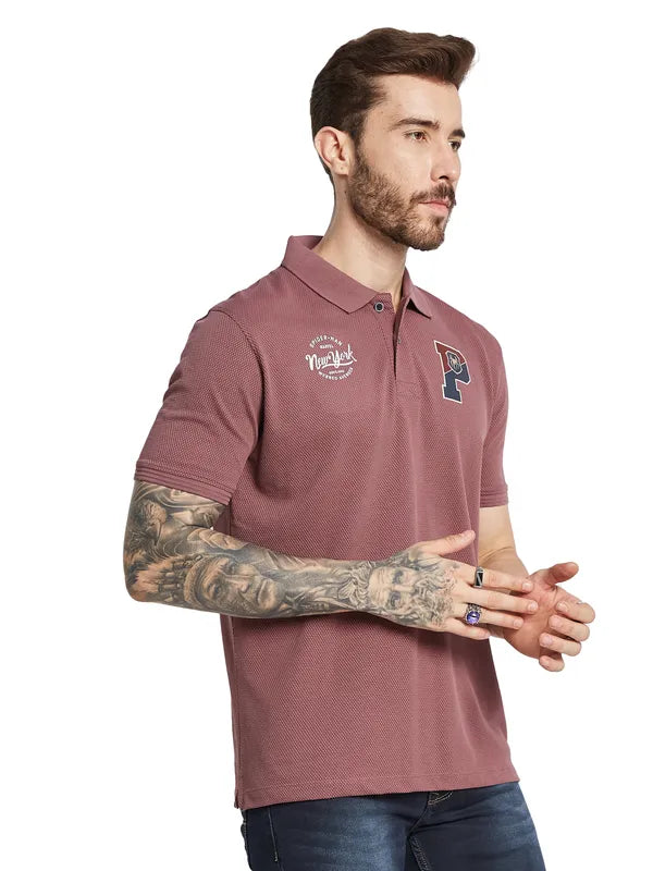 Octave Men Polo Collar Applique T-Shirt