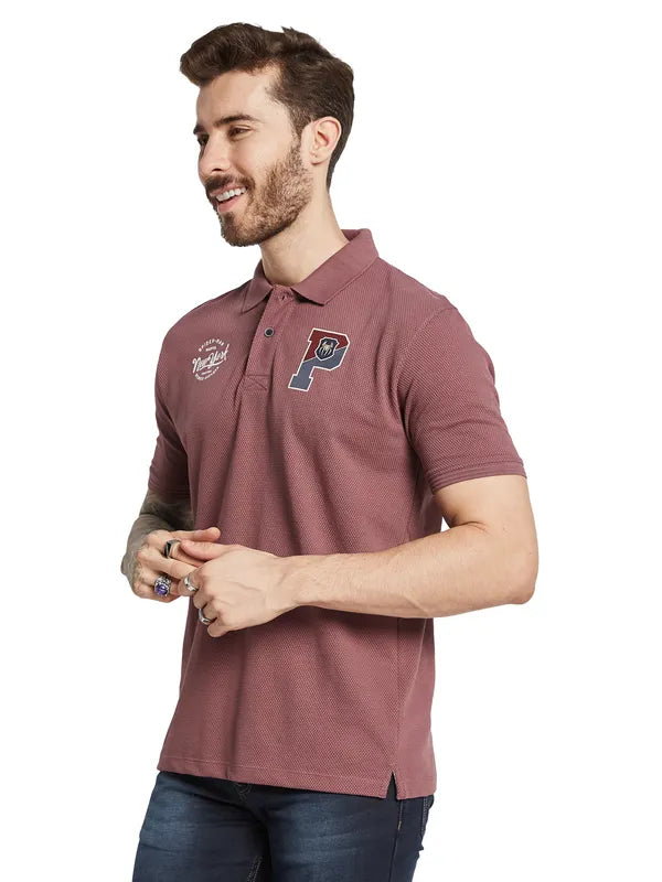 Octave Men Polo Collar Applique T-Shirt