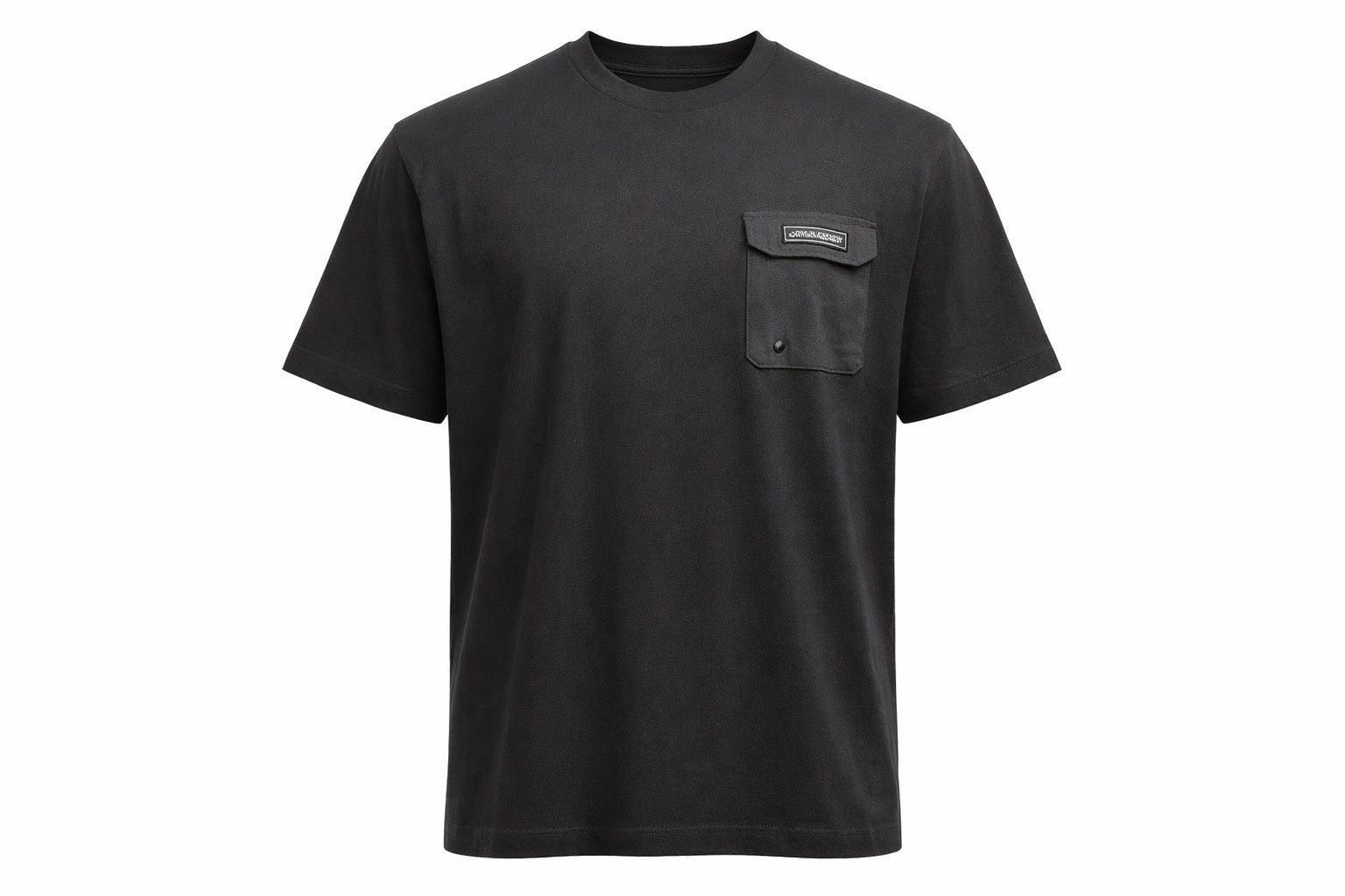 Men Black Brand Logo Pockets T-shirt