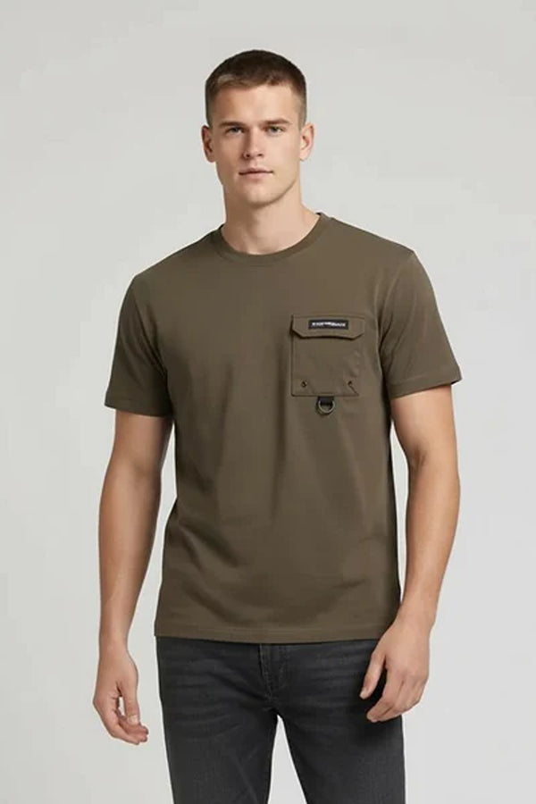 Men Brand Logo Pockets T-shirt