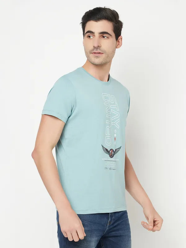 Octave Men Teal Typography Captain America Printed T-Shirt