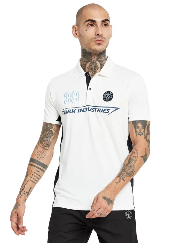 Octave Typography Polo Collar Pure Cotton Applique T-Shirt