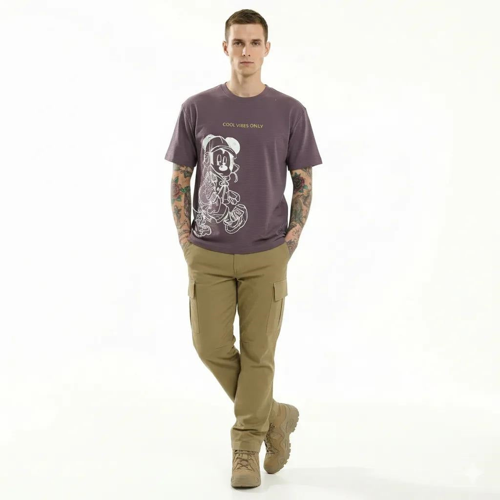 Men Black Currant Printed T-shirt