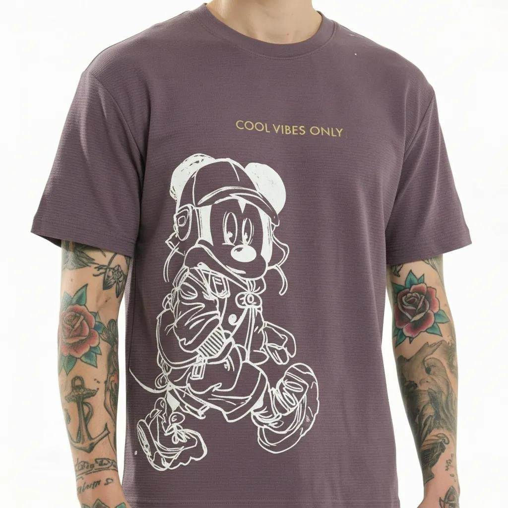 Men Black Currant Printed T-shirt