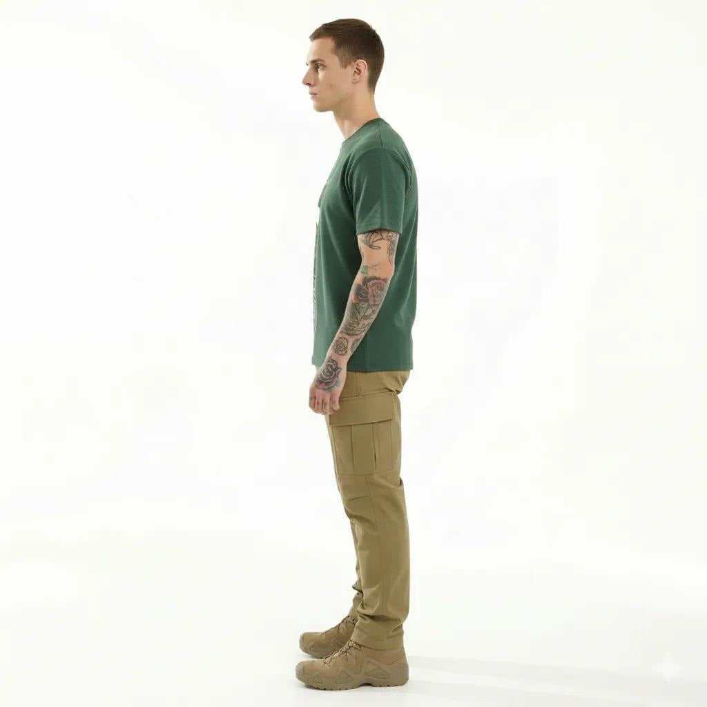 Men Bottle Green Mickey Mouse Printed T-shirt