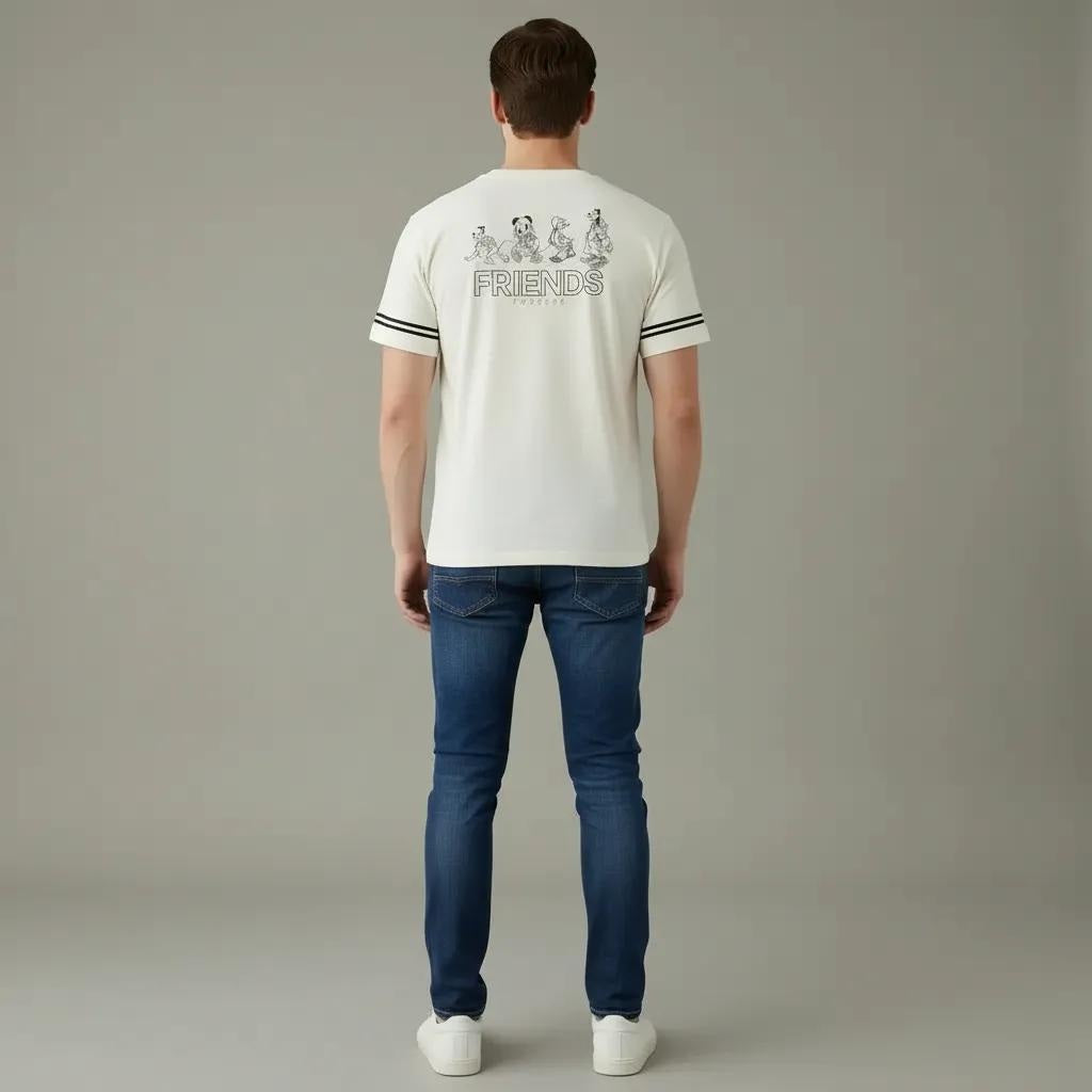 Octave Men Off White Printed T-shirt