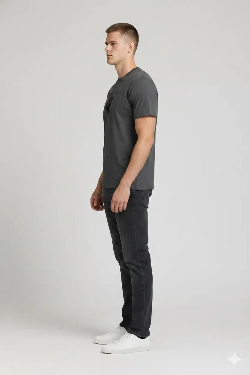 Men Charcoal Graphic Printed Cotton T-shirt
