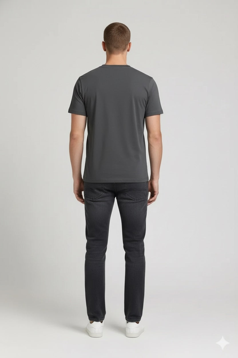 Men Charcoal Graphic Printed Cotton T-shirt
