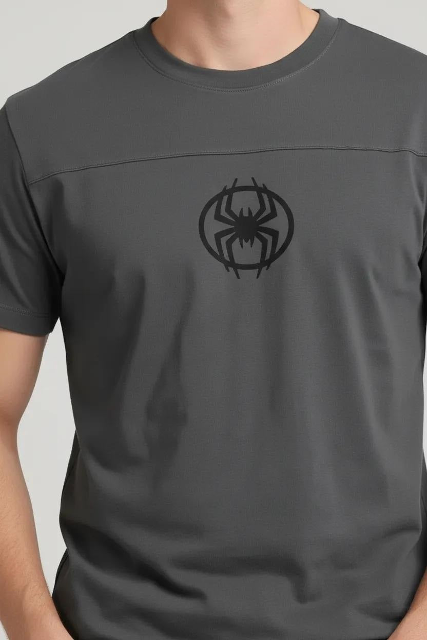 Men Charcoal Graphic Printed Cotton T-shirt