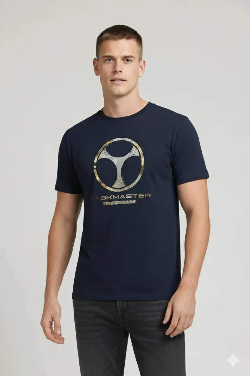 Men Navy Printed Round Neck T-shirt