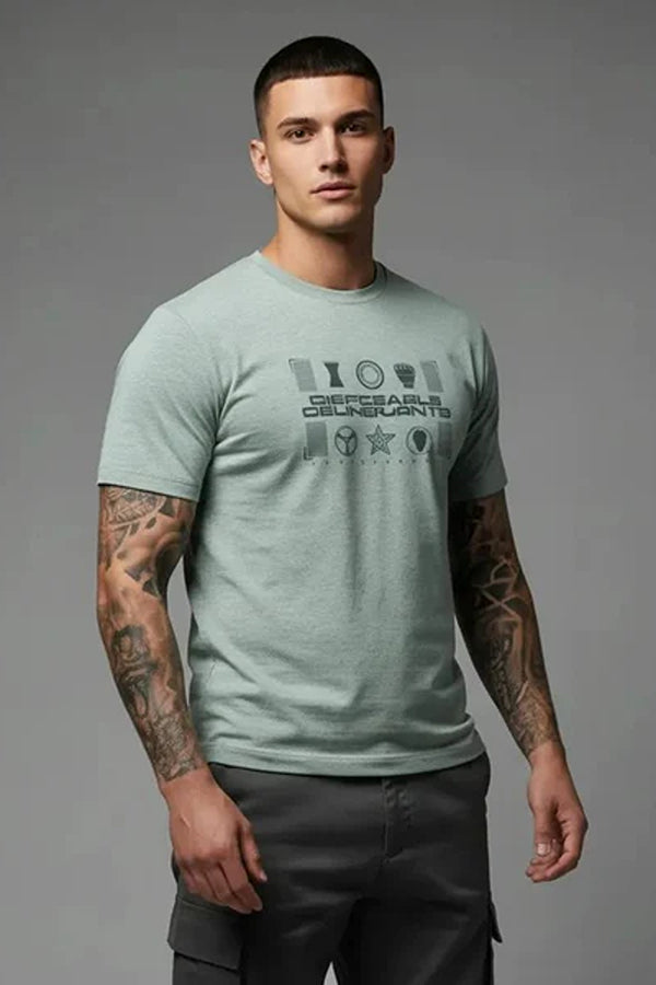 Men Typography Printed Round Neck Cotton T-shirt
