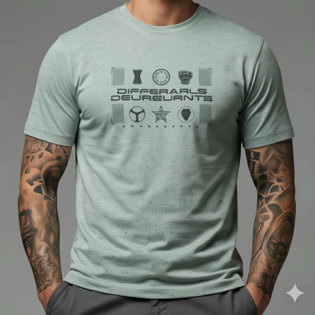 Men Green Melange Typography Printed Round Neck Cotton T-shirt