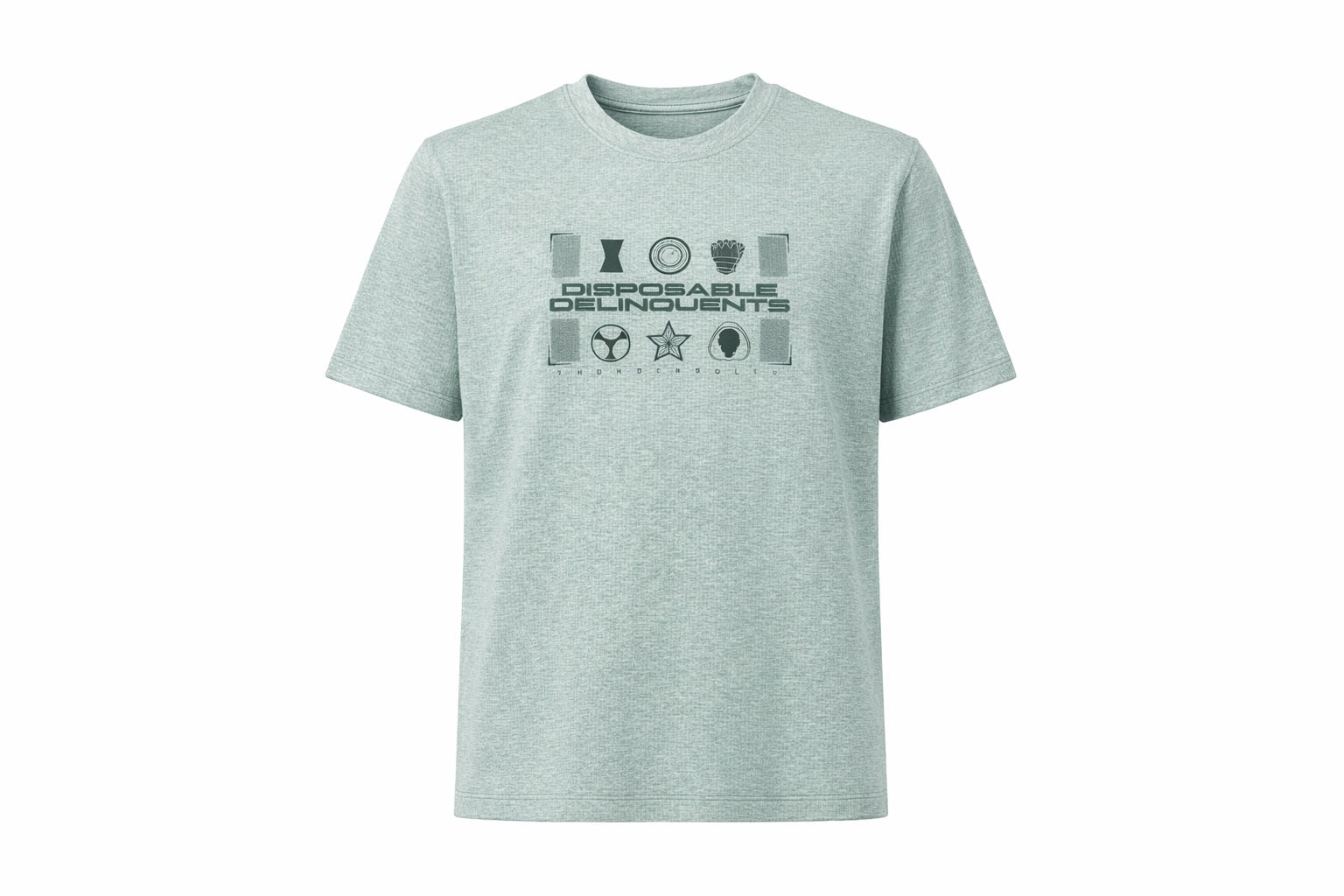 Men Green Melange Typography Printed Round Neck Cotton T-shirt
