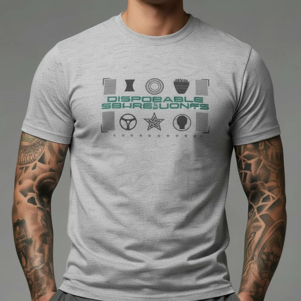 Men Grey Melange Graphic Printed Cotton T-shirt
