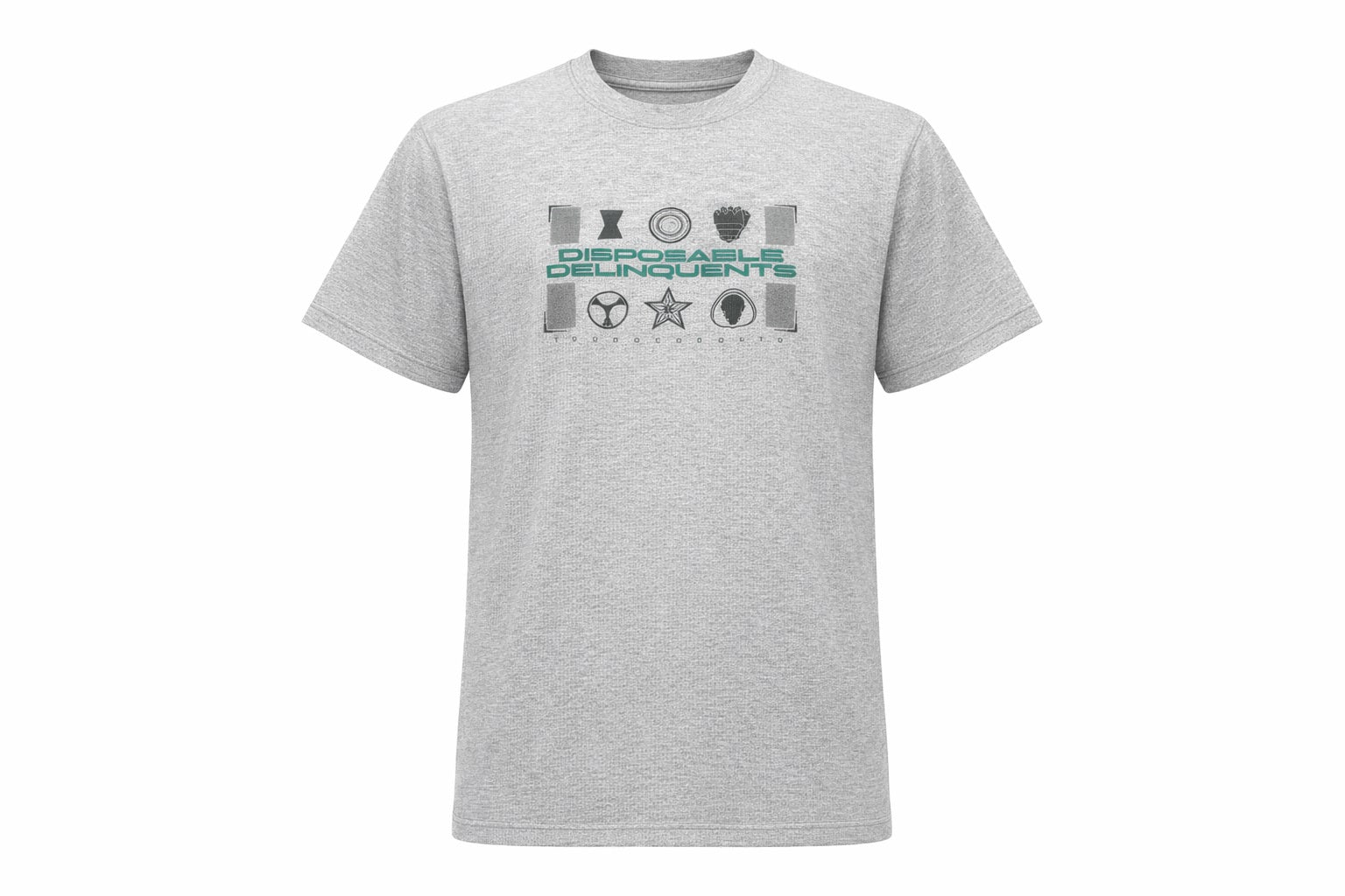 Men Grey Melange Graphic Printed Cotton T-shirt
