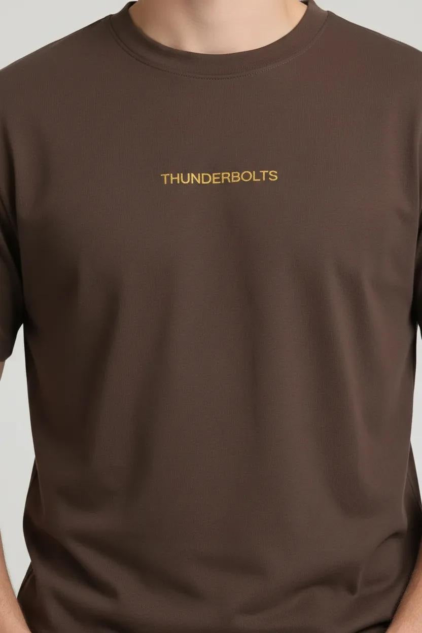 Men Coffee Printed Round Neck T-shirt