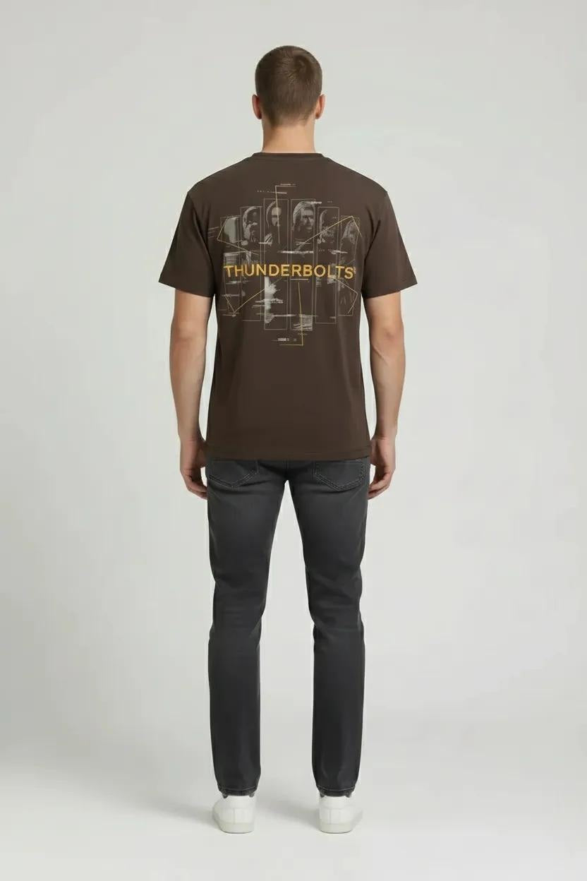 Men Coffee Printed Round Neck T-shirt