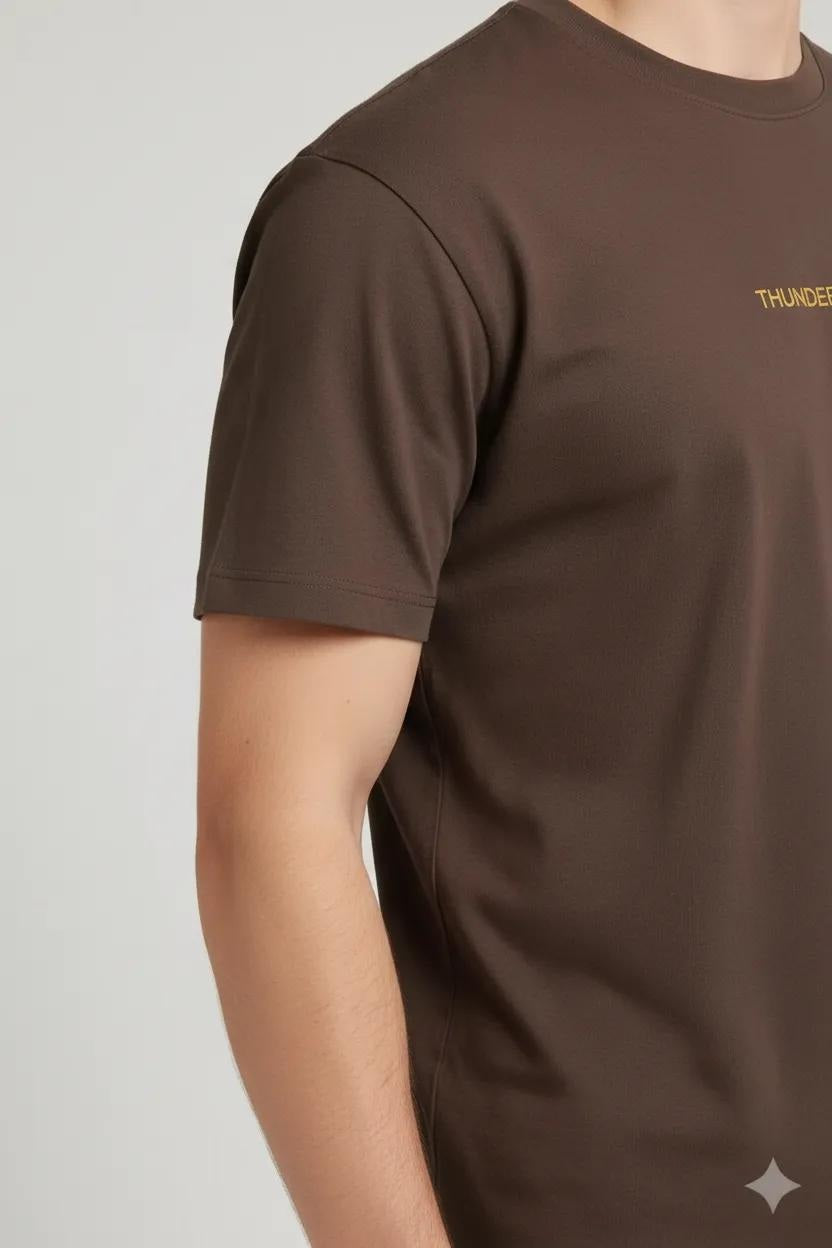 Men Coffee Printed Round Neck T-shirt