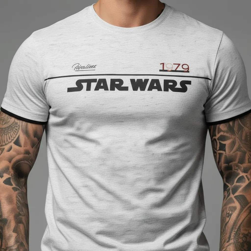 Men White Melange Typography Star Wars Printed T-shirt